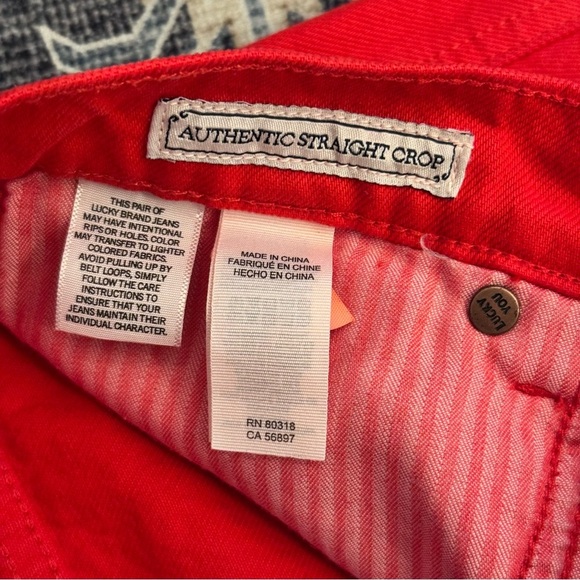 Lucky Brand High Waist Straight Crop Red 100% Cotton Denim Jeans Size 6/28 - Picture 10 of 14